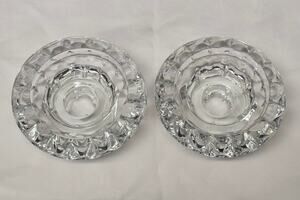 Vintage Pasari Indonesia Glass Candlestick Taper Pillar Candle Holders